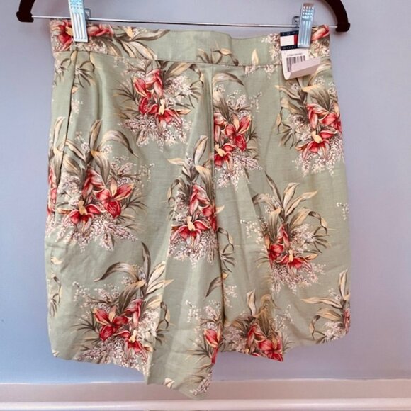 Vintage Cottagecore 90's Tommy Hilfiger High Waist Linen Floral Shorts 6/8 - Picture 5 of 5